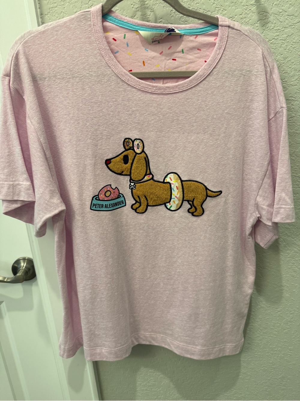 Peter Alexander Light Pink Dachshund Donut Graphic Dog Tee